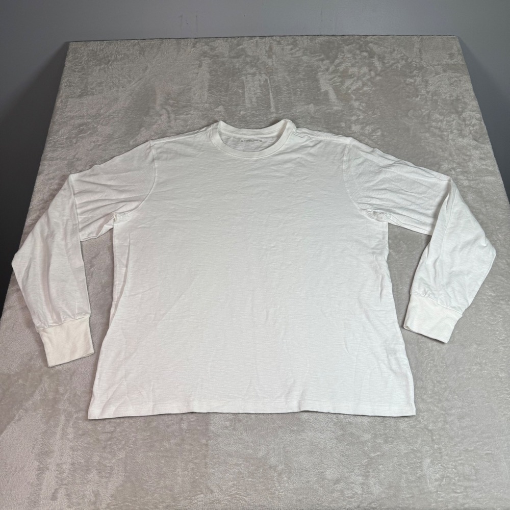 NWOT American Giant Mens Long Sleeve Crew Neck T-Shirt XL White Slub Cotton